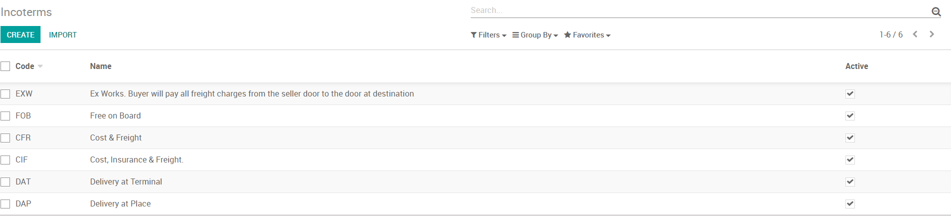 Configure Incoterms