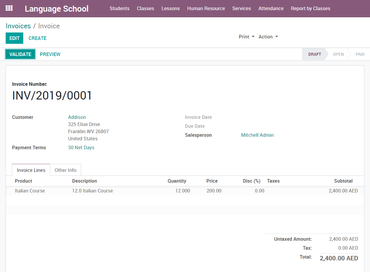 Invoice View