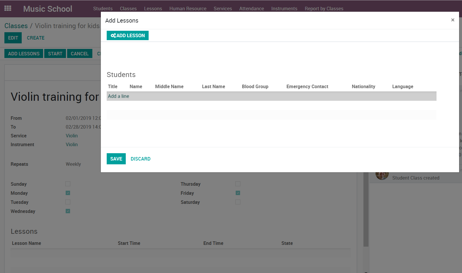 Add Students Dialog