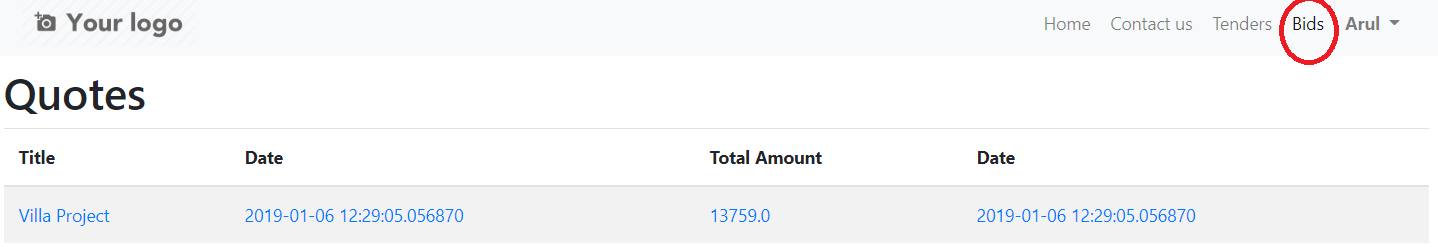 All Bids View