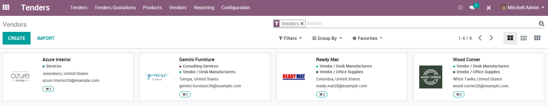 Vendors Menu