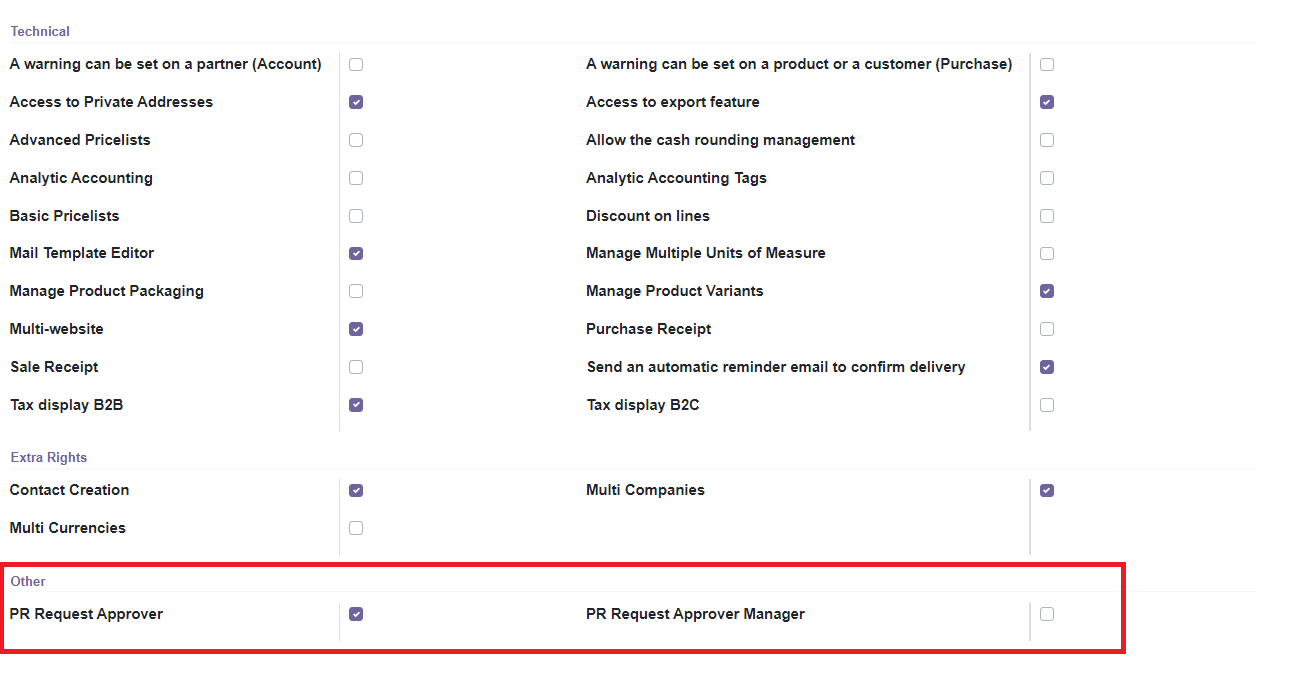 Security Checkboxes