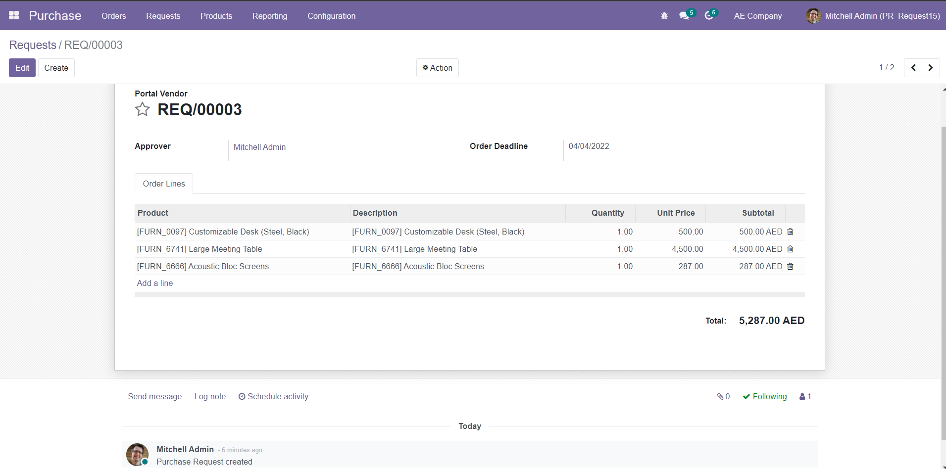 Purchase Request View